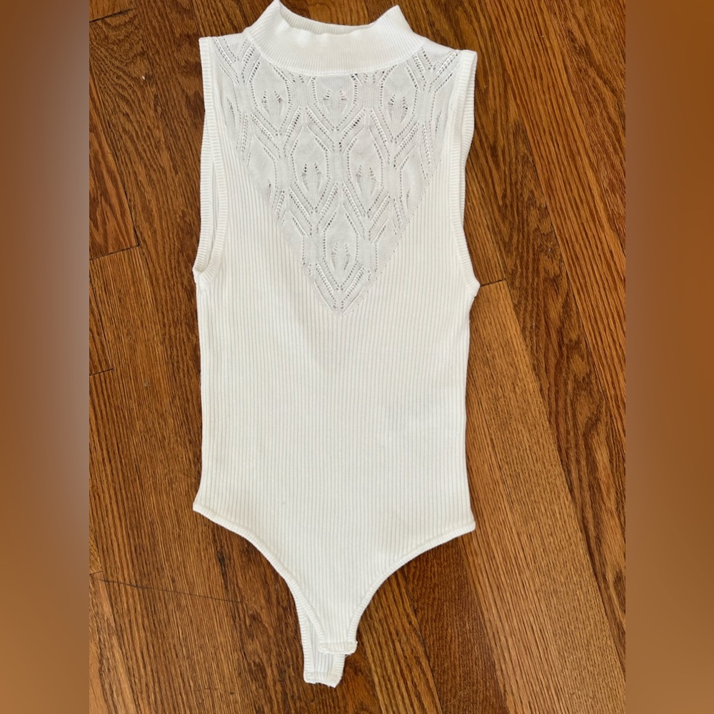 Free People White Knit Body Suit, Size XS